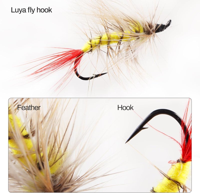 FAISOX Fly Fishing Flies Assortment Kit Dry Wet Nyphms Tenkara Popper Streamer Woolly Bugger for Trout Bass Salmon Steelhead with Fly Box - Image 4